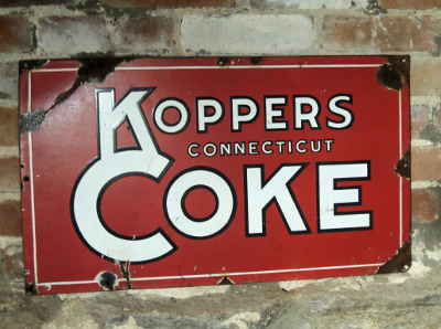 Kopper Coke Connecticut enamel sign