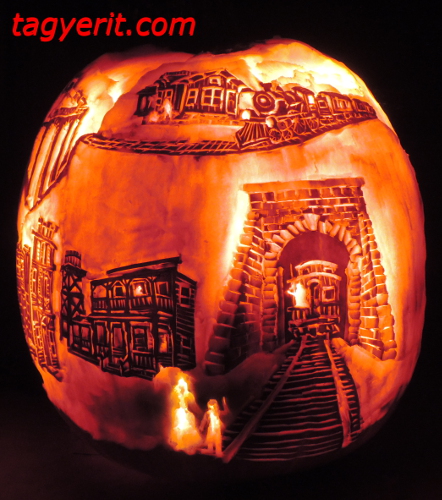 Right view of Ghost Train Pumpkin