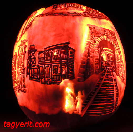 Bottom view of Ghost Train Pumpkin